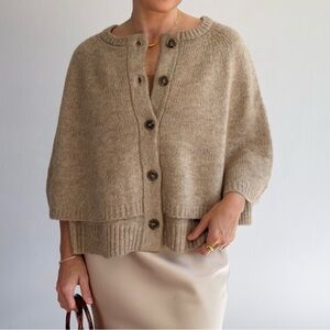 NEW benaar Chelsea Button Cape Cardigan Taupe S